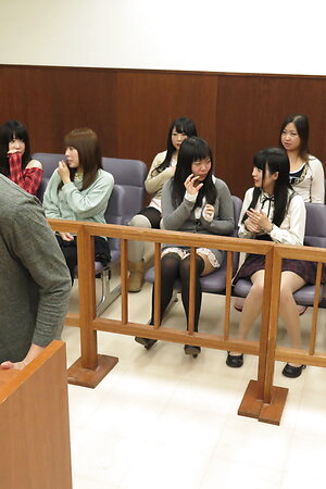 Shiori Uehara and Sena Sakura are fucked in a court room foursome
