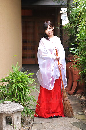 Lustful Yume Sorano poses in see through kimono and shows boobs.