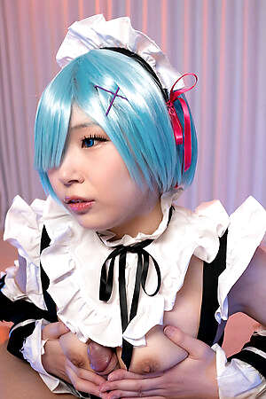 Sexy Japanese Nagi Tsukino in maid costume does a titjob